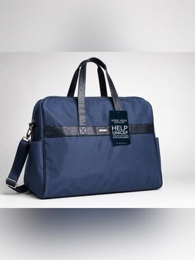 NWT Giorgio Armani Blue Weekender Travel Duffel Carry On Bag Gym Office  LOGO